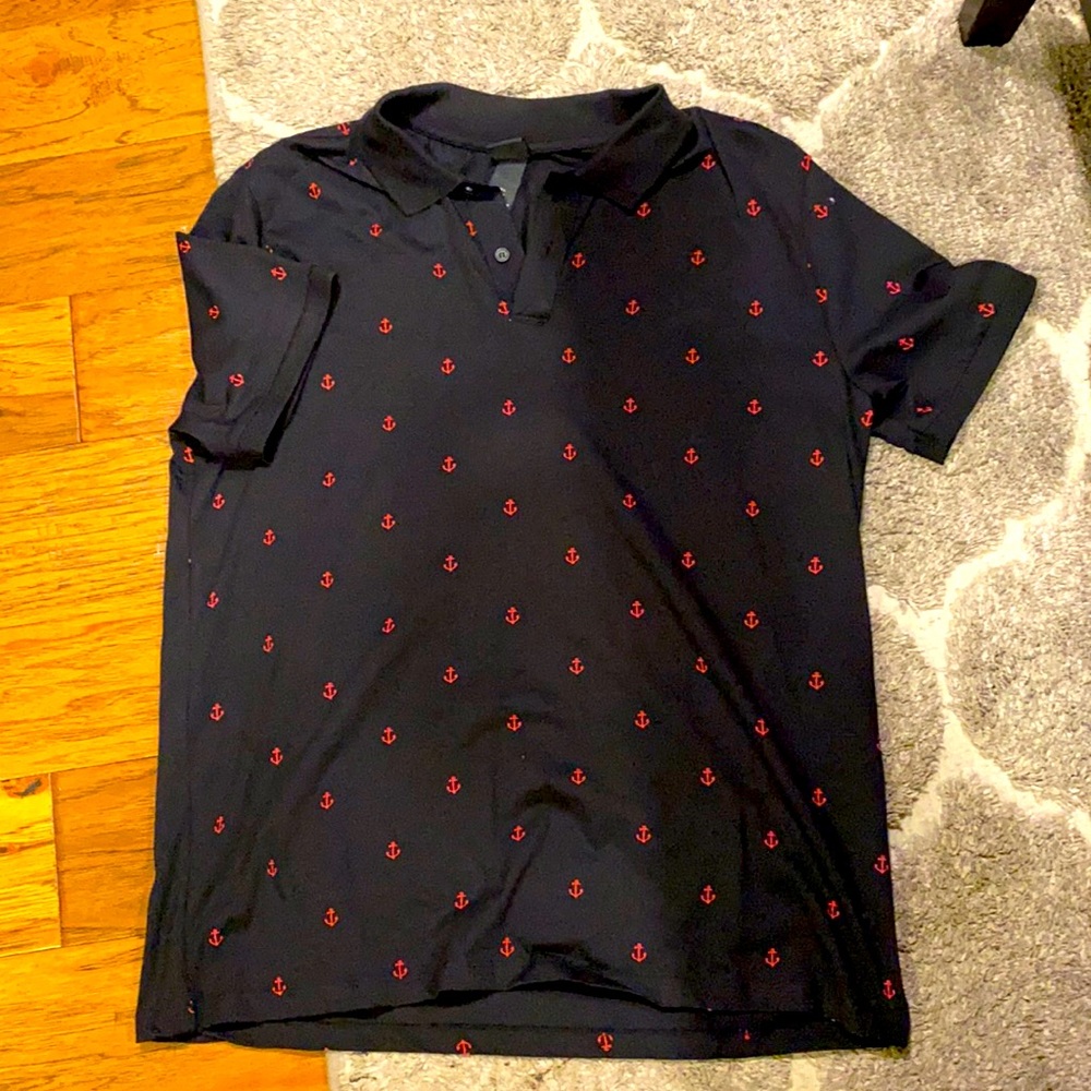 Black Polo Short Sleeve with Anchors